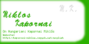 miklos kapornai business card